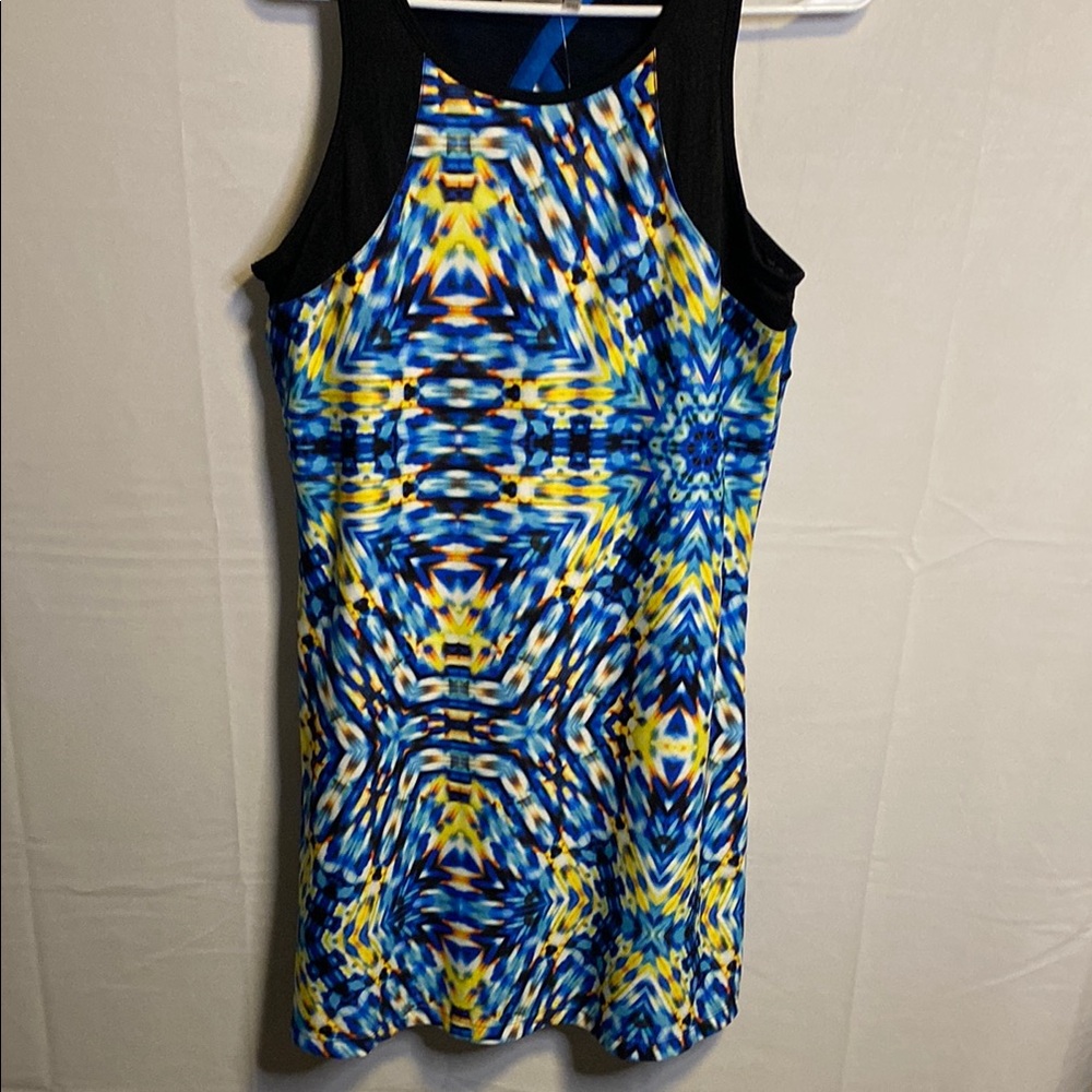 Nanette Lepore Blue and Yellow Sheath Mini Dress